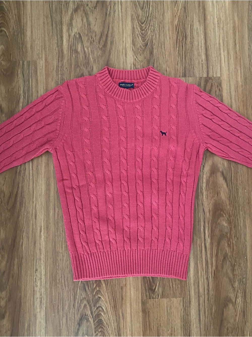 Simply Southern Women's Cable Knit Crewneck Sweater - Pink